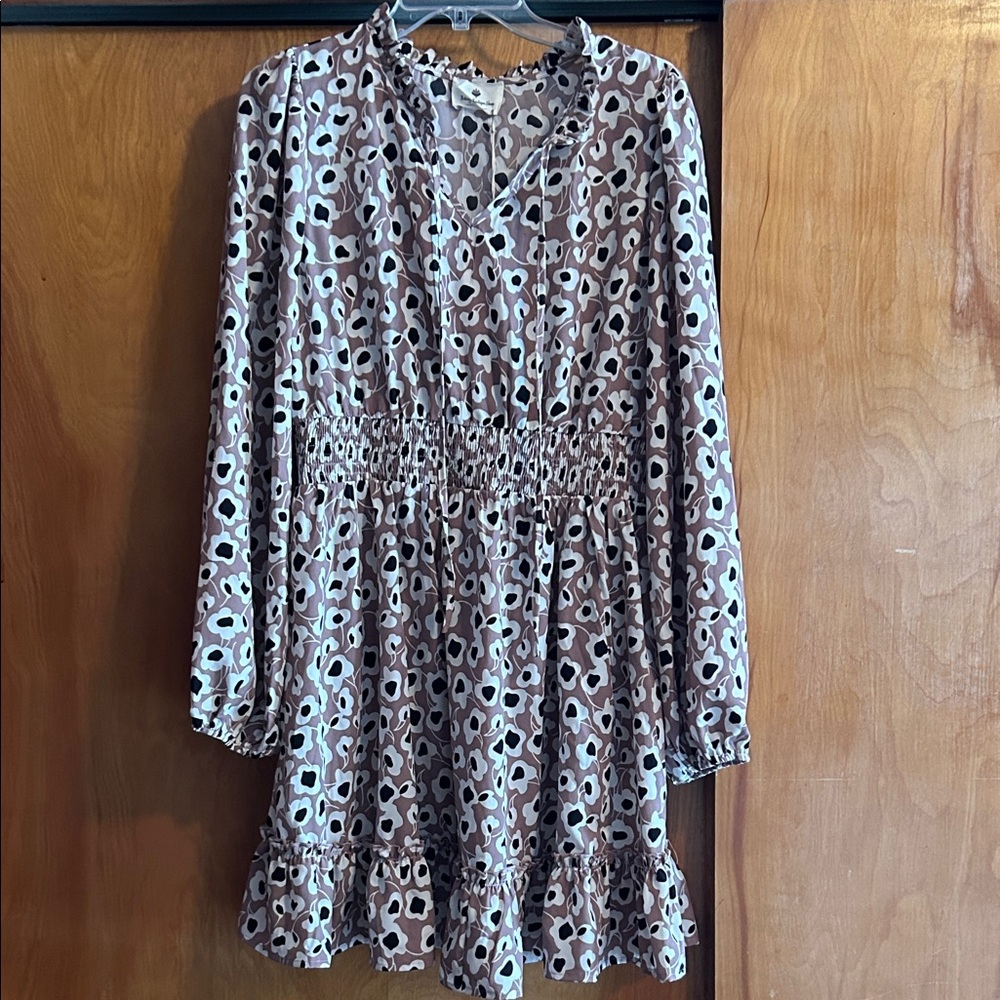 Leopard Print Long Sleeve Dress